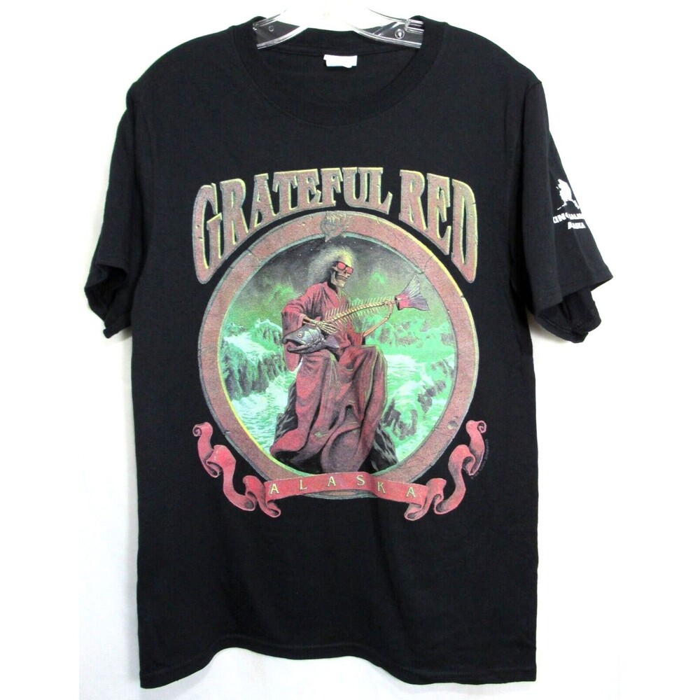 Grateful Red Grateful Dead Black Skeleton Guitar Alaska 1993 VTG T Shirt S NWOT